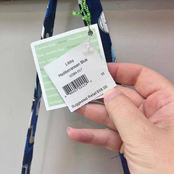 NEW Vera Bradley Mediterranean Blue Libby Crossbody Bag Adjustable Strap Quilted - Picture 2 of 5